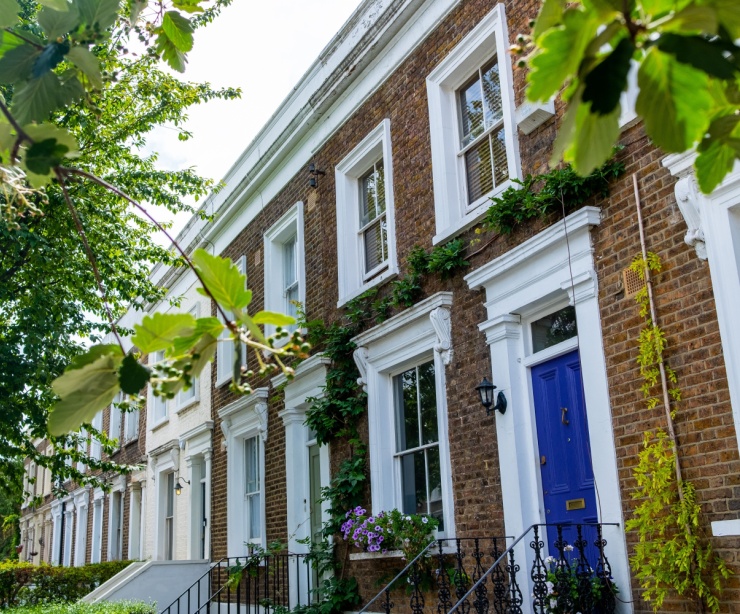 A row of terraced houses in the UK.